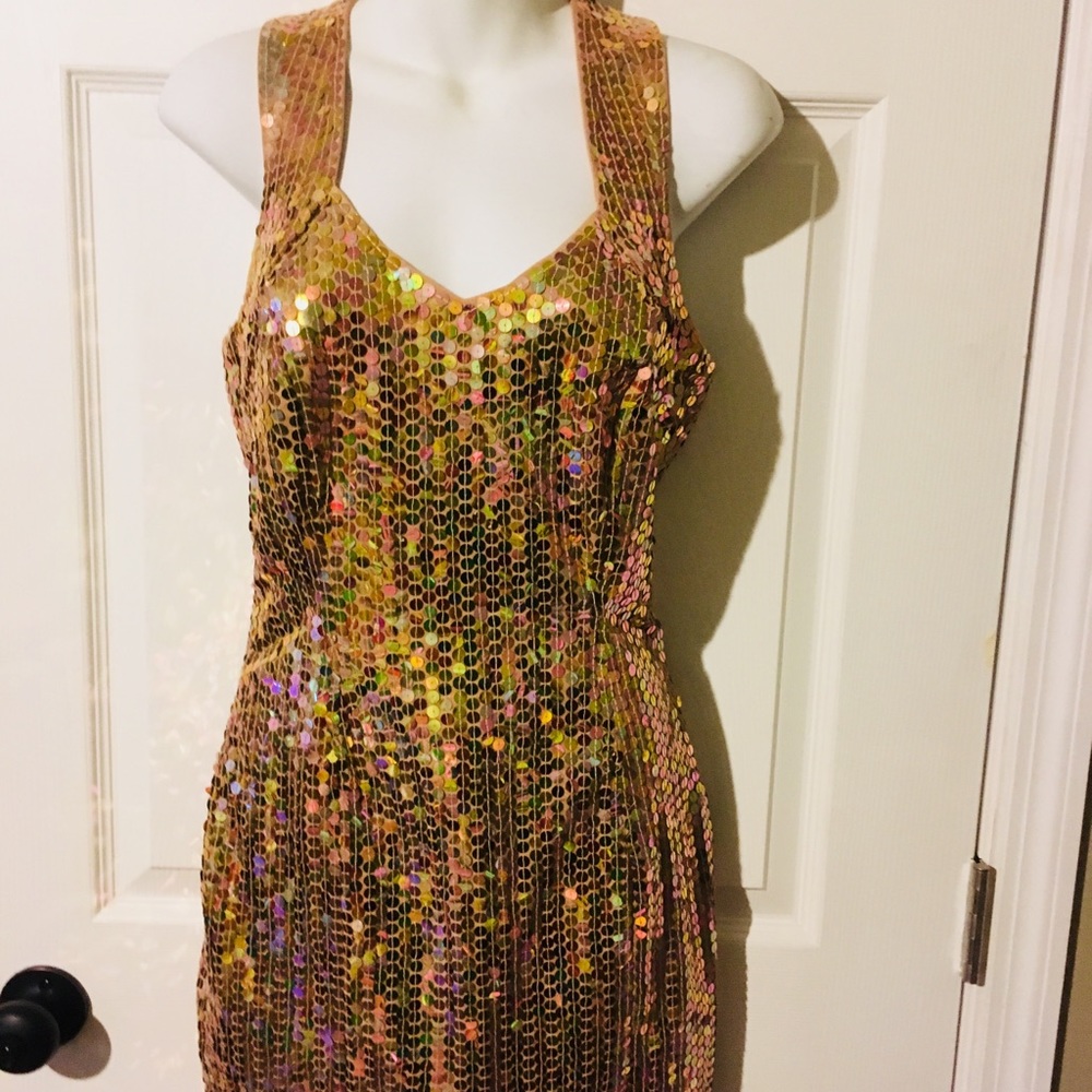Salmon colored sequin Robert Anthony dress